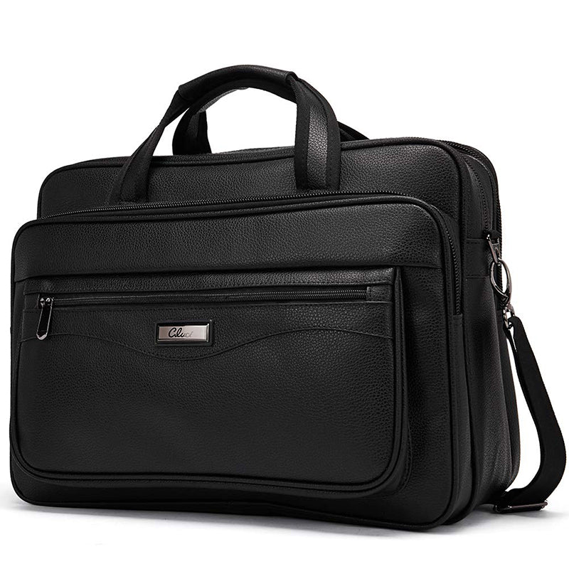 Cartable PC portable homme cuir noir 15.6 17 pouces – vue de face
