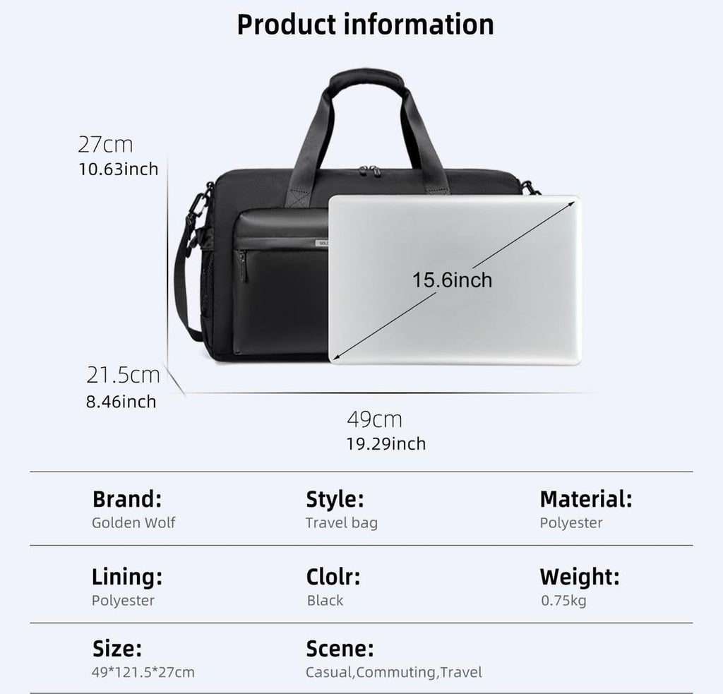Sac de Sport & Voyage Grande Capacité 28L – Imperméable, Compartiment Chaussures & Bandoulière