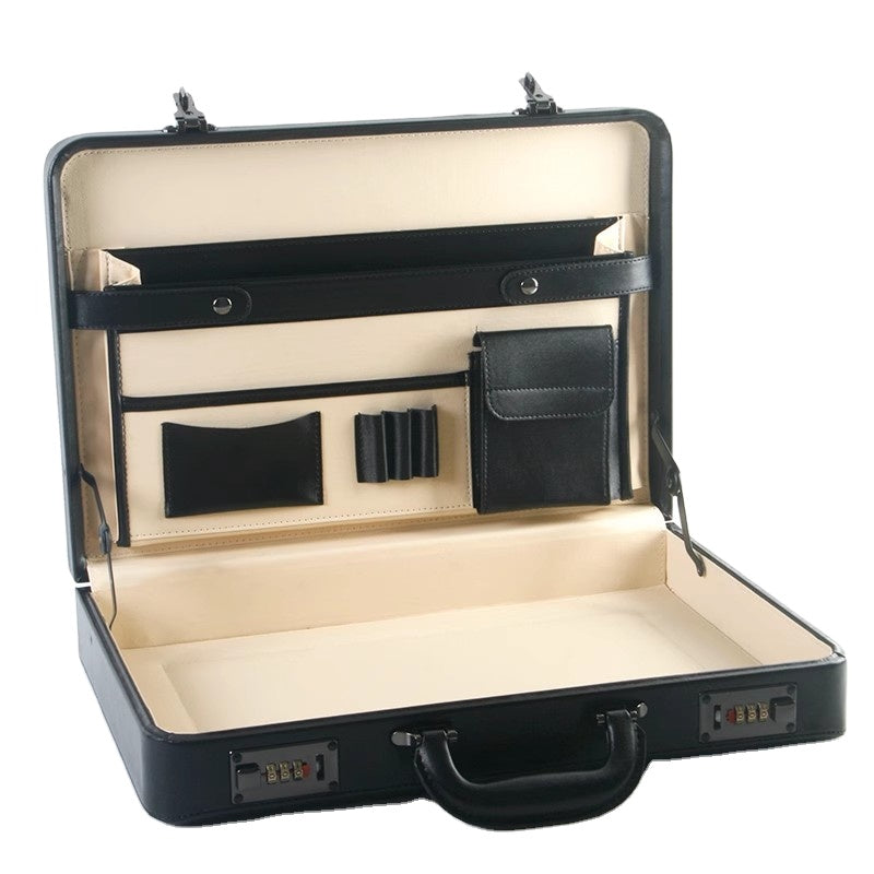 Mallette Business 17 Pouces en Cuir PU – Sacoche Ordinateur Portable avec Serrure à Code