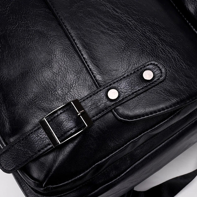 Sac à dos cuir PU noir homme — Style urbain | Compartiment PC 15,6"