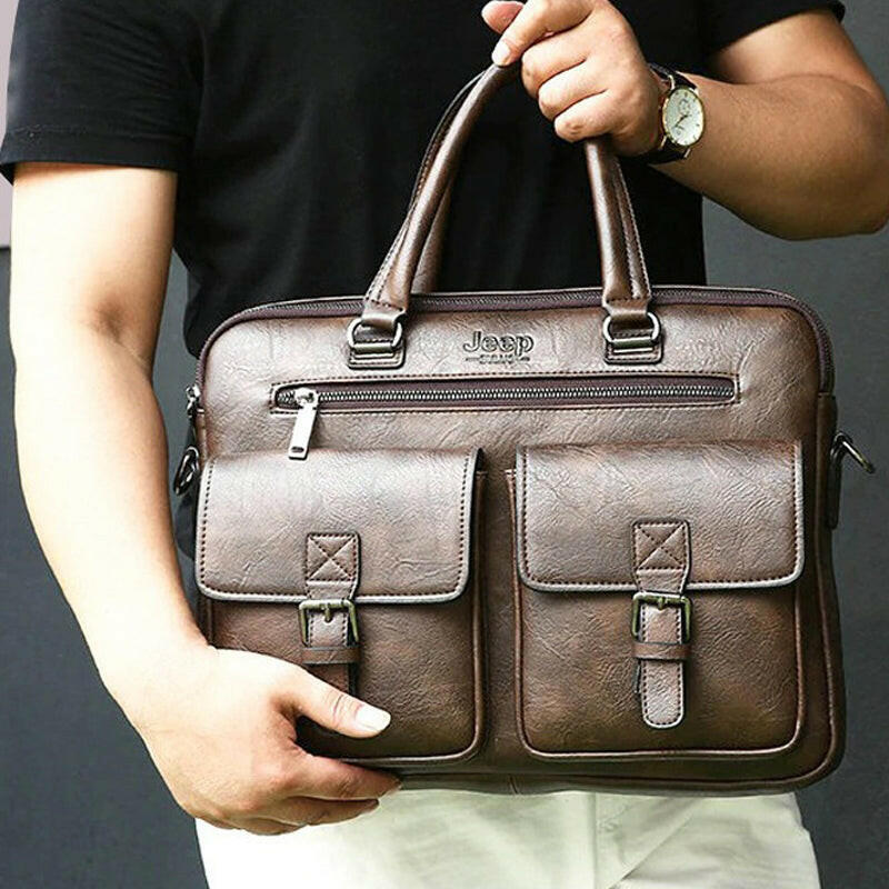 Sac Business Homme en Cuir JEEP Buluo – Sacoche Ordinateur Élégante pour Documents et PC