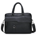 Sac business en cuir marron pour homme – vue de face avec poignée et bandoulière