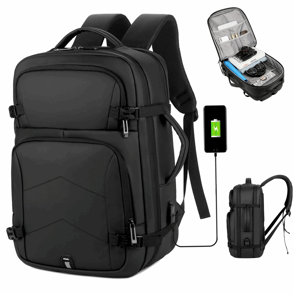 Grand sac à dos pour ordinateur portable 15,6 pouces unisexe, sac à dos d'affaires multifonction, imperméable avec port de charge USB intégré,