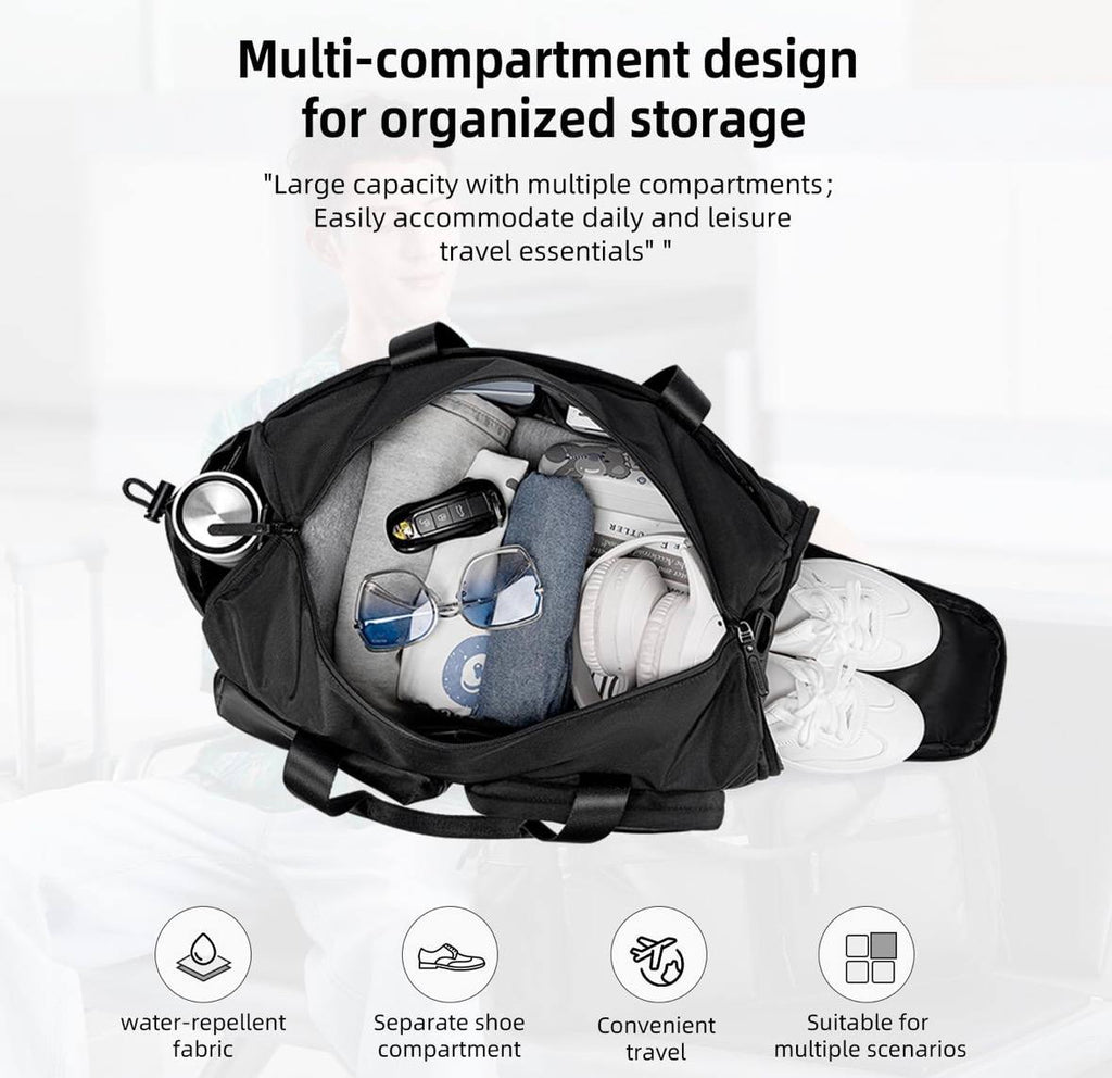 Sac de Sport & Voyage Grande Capacité 28L – Imperméable, Compartiment Chaussures & Bandoulière