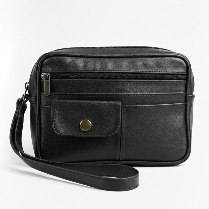 Pochette Homme en Vrai Cuir – Sacoche Élégante Multi-Compartiments