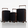 Set de 3 valises rigides noir avec roues pivotantes 360° et poignée télescopique