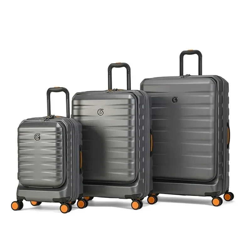 Set de 3 Valises Rigides Premium avec Compartiment Ordinateur Portable – Roues Pivotantes 360° | Bagage Cabine, Moyenne & Grande Taille