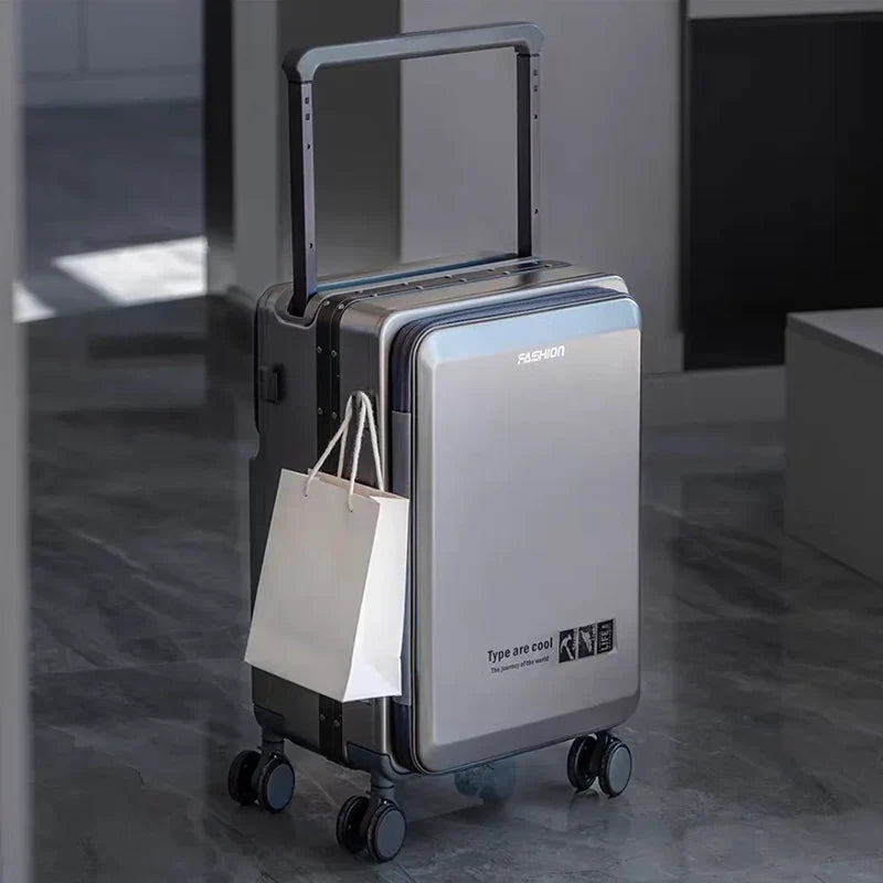 Valise Cabine Rigide Polycarbonate avec Port USB — Bagage à Roulettes 360° Serrure TSA, Compartiment Ordinateur Portable